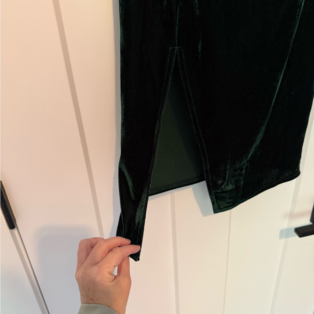 Lulu's Strapless Dark Green Velvet Dress - Picture 2 of 4